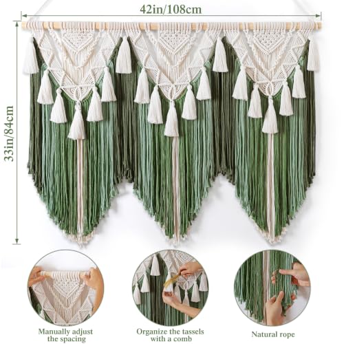 Large Green Macrame Wall Hanging Boho Woven Tapestry Home Decor
