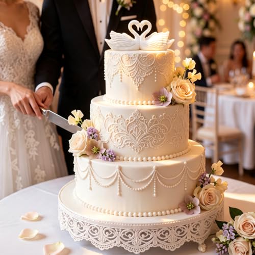 Wedding Swan Cake Topper Couple Decor White 4.3 x 1.8 Inches - Romantic Wedding Centerpiece