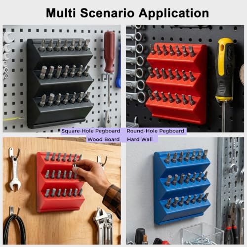 Red 1/4" Hex Bit Organizer - Modular Interlocking Drill Bit Holder