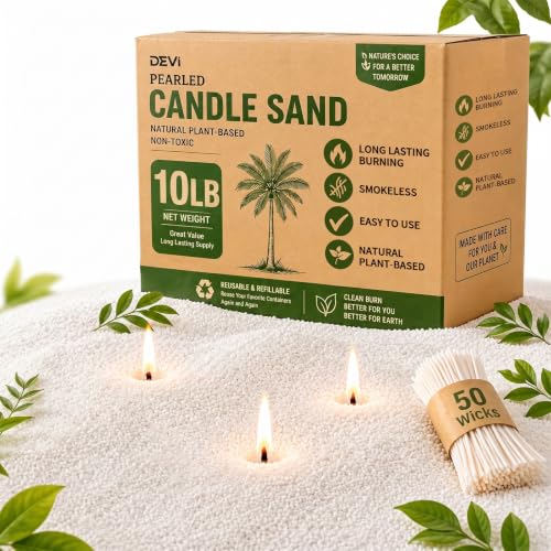 White Pearled Candle Sand Wax Kit with 100 Wicks - 10lb Refillable DIY Candle Making