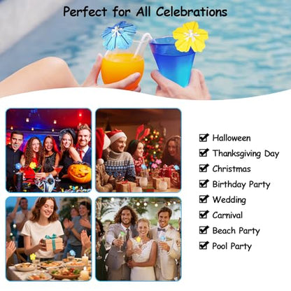 100 Pcs Colorful Cocktail Umbrellas - Drink & Party Decorations