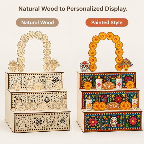 DIY Wooden Day of the Dead Ofrenda Altar Display Kit - Personalize & Decorate