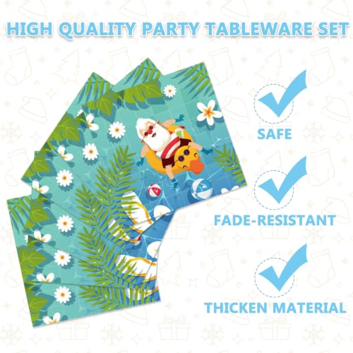 Christmas in July Party Tableware Set - 96 Pcs Summer Holiday Plates Napkins Forks