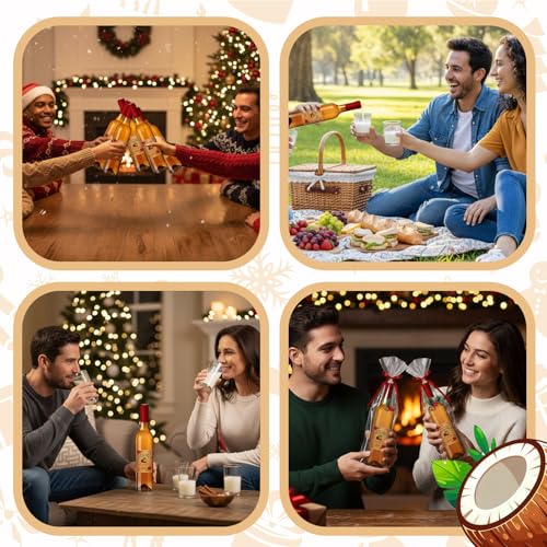 12 Pcs 17 oz Christmas Coquito Glass Bottles with Cork Lids - Brown Variant