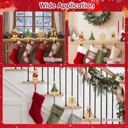 Christmas Stocking Holders Set of 4 with Reindeer Snowman Snowflake 3D Design