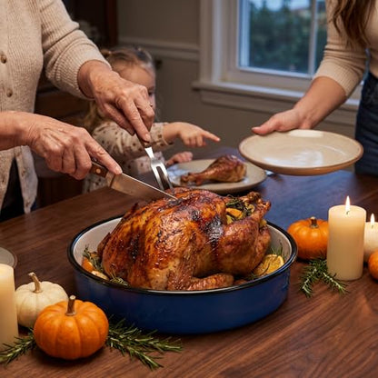 12 Inch Enamel Roasting Pan for Oven, Stovetop & Dishwasher Safe