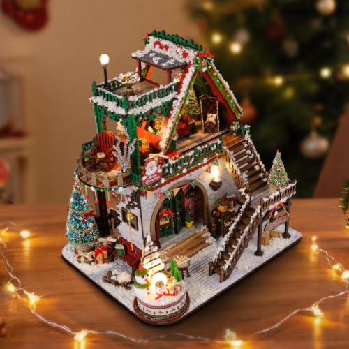 DIY Miniature Dollhouse Kit with Log Cabin Design, Christmas Ornament Craft