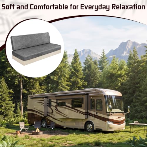 Leather Look RV Couch Cover for Jackknife Sofa - Dark Grey 1 Set