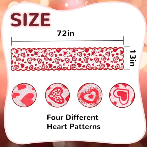 Valentine's Day Decor Red Lace Table Runner 13x72 Inch for Wedding & Romantic Events - Variation of THIS listing