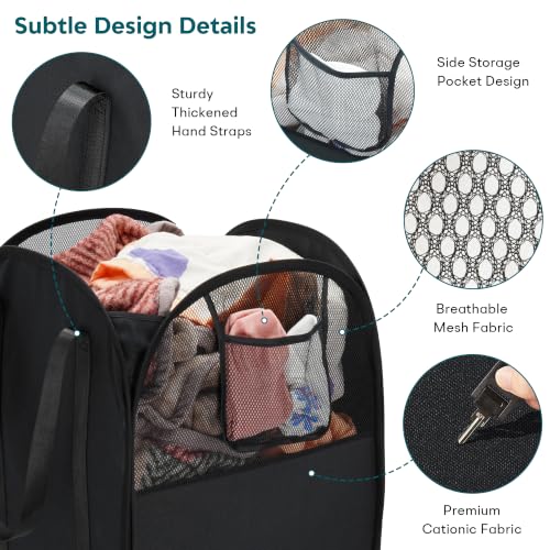 Black Collapsible Laundry Basket 100L with Handles - Foldable Clothes Hamper