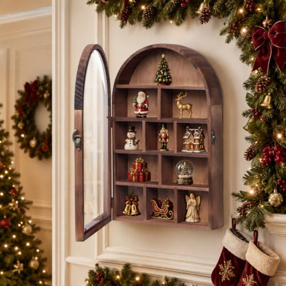 Aulin Rustic Wooden Shadow Box with Acrylic Door - 10x15 Inch Display Shelf