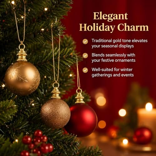 Golden Plastic Christmas Baubles Caps 100pcs - Small Ornament Replacement