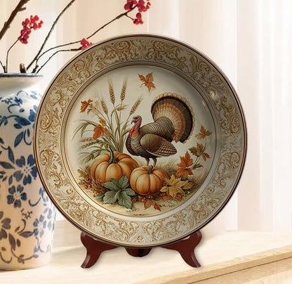 Wild Turkey Decorative Wall Plate 10 Inch Fall Thanksgiving Kitchen Decor