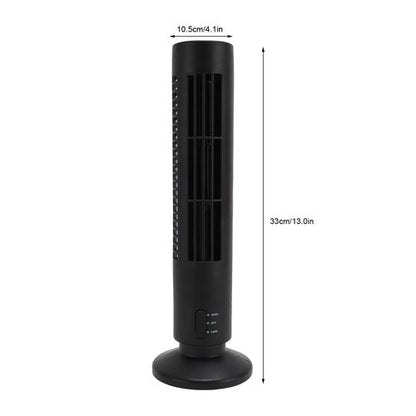 Yunseity Small Tower Fan, Quiet Cooling Bladeless Oscillating Tower Fan with 2 Speeds, Portable Lightweight USB Desktop Fan for Home Office Bedroom (Black)