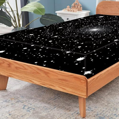Dark Star Galaxy Print Bedding Set 4-Piece Microfiber Queen Sheets - Fade Resistant