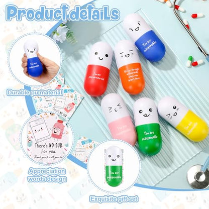 24 Pack Pharmacy Technician Stress Balls Pill-Shaped Gifts with Inspirational Quotes