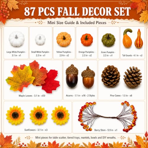 87PCS Fall Decorations Set for Home Autumn Halloween Thanksgiving