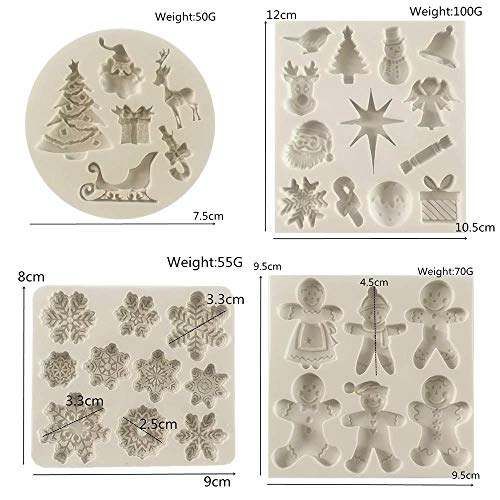 Christmas Fondant Molds Set for Cake Decorating Silicone Candy Mold - Holiday Baking