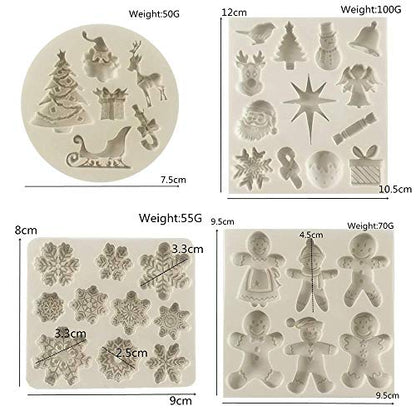 Christmas Fondant Molds Set for Cake Decorating Silicone Candy Mold - Holiday Baking