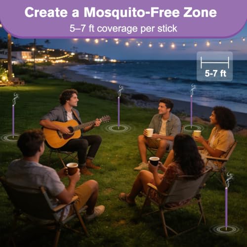 Purple 30 Pack Extra Thick Citronella Mosquito Incense Sticks Outdoor Use Safe & Long-Lasting