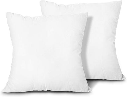 EDOW Throw Pillow Inserts - Set of 2 Lightweight Down Alternative Polyester Cushions | 18x18 White, Machine Washable