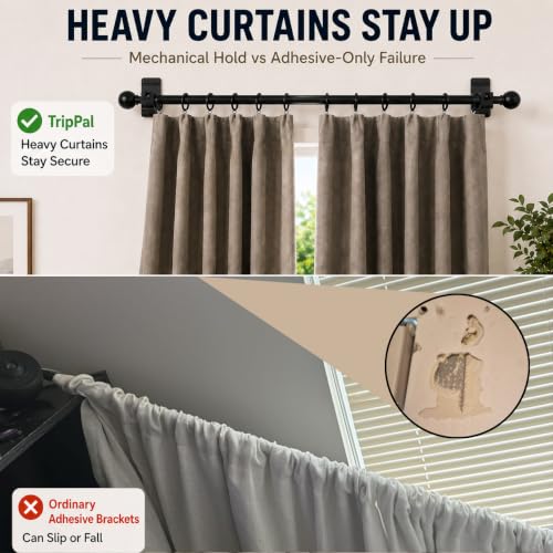 Damage-Free Heavy Duty Curtain Rod Brackets - Supports Up to 30 lb