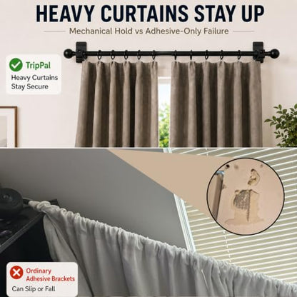 Damage-Free Heavy Duty Curtain Rod Brackets - Supports Up to 30 lb