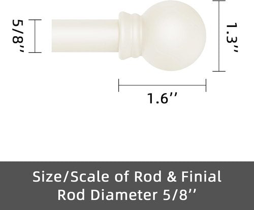 GXOACKJ Decorative Curtain Rods - Heavy Duty Metal, Ivory White, 28-78 Inch with Brackets