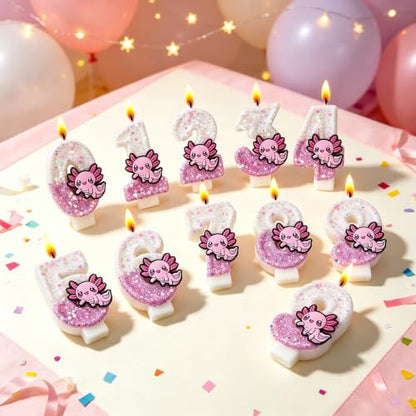Axolotl Birthday Number Candles - Cake Topper Party Decor - Number 7