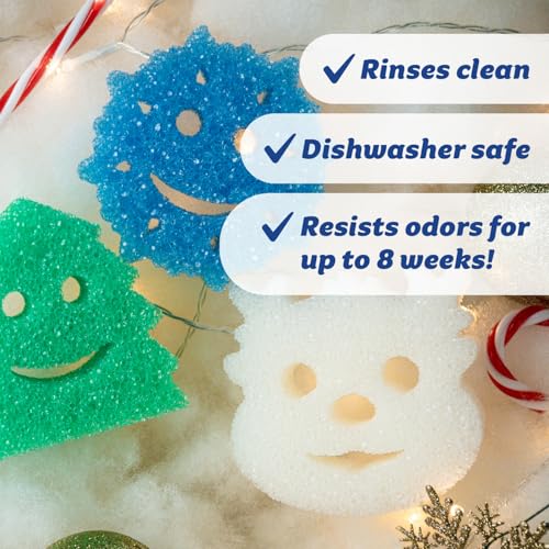 Holiday Christmas Tree Gift Box Set Non-Scratch Cleaning Sponges, 10 Count