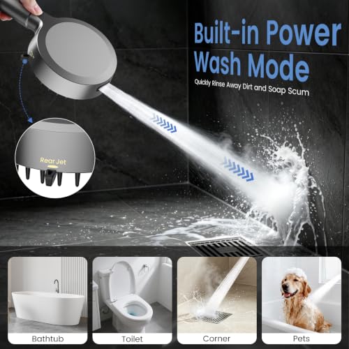 FEELSO Handheld Shower Head with Extendable Pole, 5-Inch High Pressure Spray