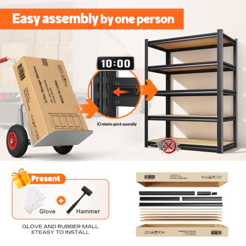 Heavy Duty 5-Tier Garage Shelving Unit - Adjustable Metal Storage Racks
