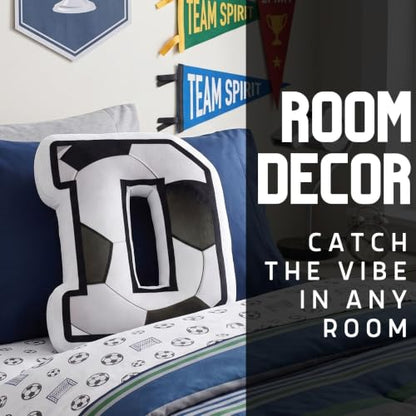 Personalized Soccer Pillow with Initial J - Decorative Fan Gift for Men & Coaches