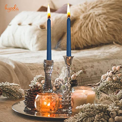 20 Inch Unscented Dripless Taper Candles - Midnight Blue, 8 Pack