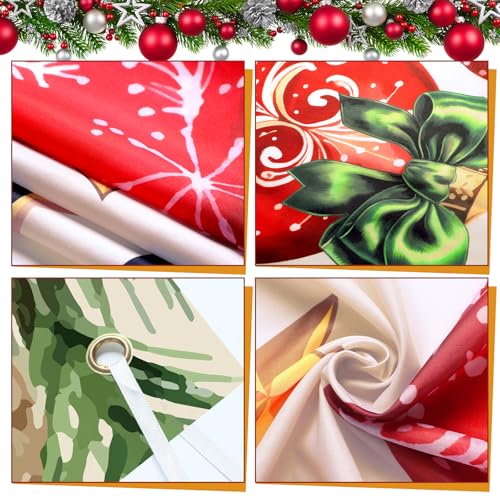 Christmas Door Cover Backdrop 35x71 Inches – Festive Xmas Balls & Pine Cones Decor