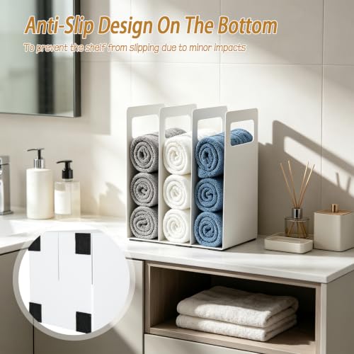Interlocking Metal Towel Organizer Set - Adjustable Bathroom Shelf Rack, 4-Pack