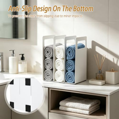 Interlocking Metal Towel Organizer Set - Adjustable Bathroom Shelf Rack, 4-Pack