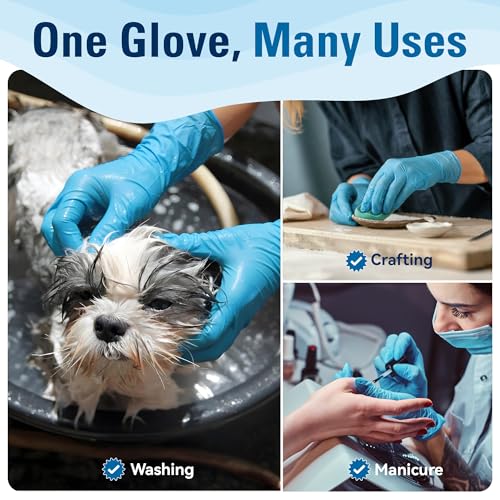 SWIFTLITE Food Safe Disposable Gloves, Blue Nitrile Rubber Gloves, Latex-Free Powder-Free for Food Prep, Cooking, Cleaning (Small, 100)