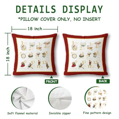 Multicolor 18x18 Inch Farmhouse Christmas Pillow Cover - 12 Days of Holiday Decor