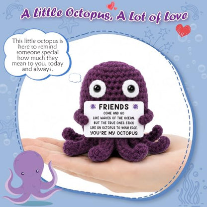 Friend Gift - Handmade Crochet Octopus for Best Friend, Sister, Coworker, or Work Bestie