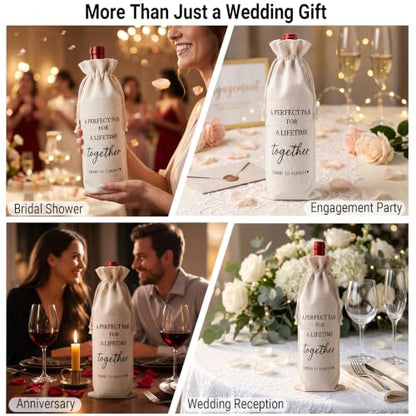Wedding Wine Gift Bag for Couples - Engagement & Wedding Bottle Wrap