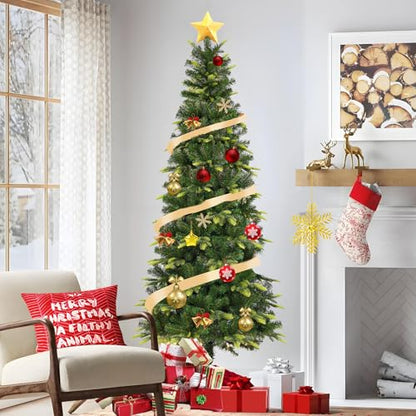 Uten 7.5ft Slim Christmas Tree with 800 Branch Tips, Foldable Metal Stand, Easy Assembly - Green, Variation of THIS listing
