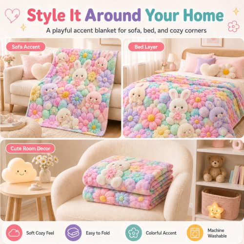 Pastel Floral Teddy Throw Blanket 50x60 Cozy Plush Fuzzy Blanket - A-28x40in