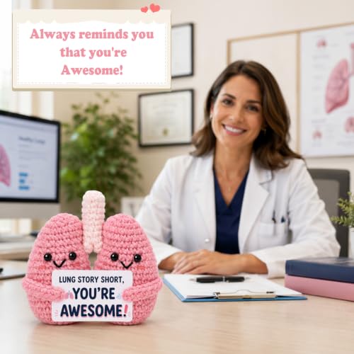 Respiratory Therapist Gift - Handmade Crochet Pink Lung Plush for Medical Professionals