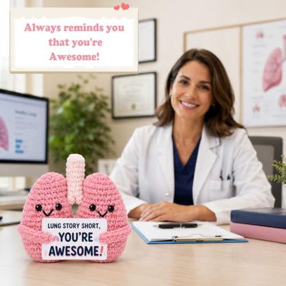 Respiratory Therapist Gift - Handmade Crochet Pink Lung Plush for Medical Professionals