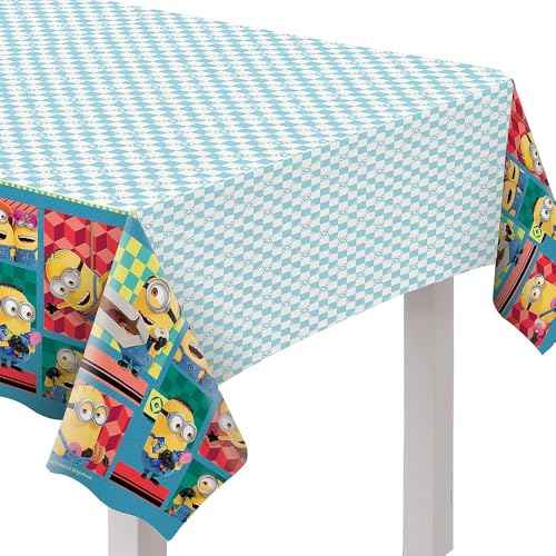 Amscan Multicolor Despicable Me Plastic Table Cover (54" x 96") Pack of 1 - Perfect for Birthdays & Kids' Parties