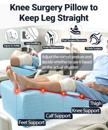 Knee Surgery Pillow Double Leg Elevation Wedge for Swelling & Circulation