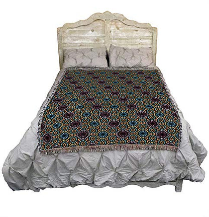 Flower Power Cotton Woven Blanket - Tapestry Throw & Wall Art - Made in USA (72x54) - Variation of THIS listing