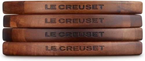 Le Creuset Enameled Cast Iron Petite Magnetic Wooden Trivet Set of 4 | 5.5-Inch Size