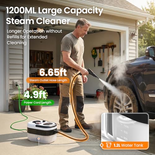 2500W Handheld Steam Cleaner for Home with 12 Accessories - Dark Grey
